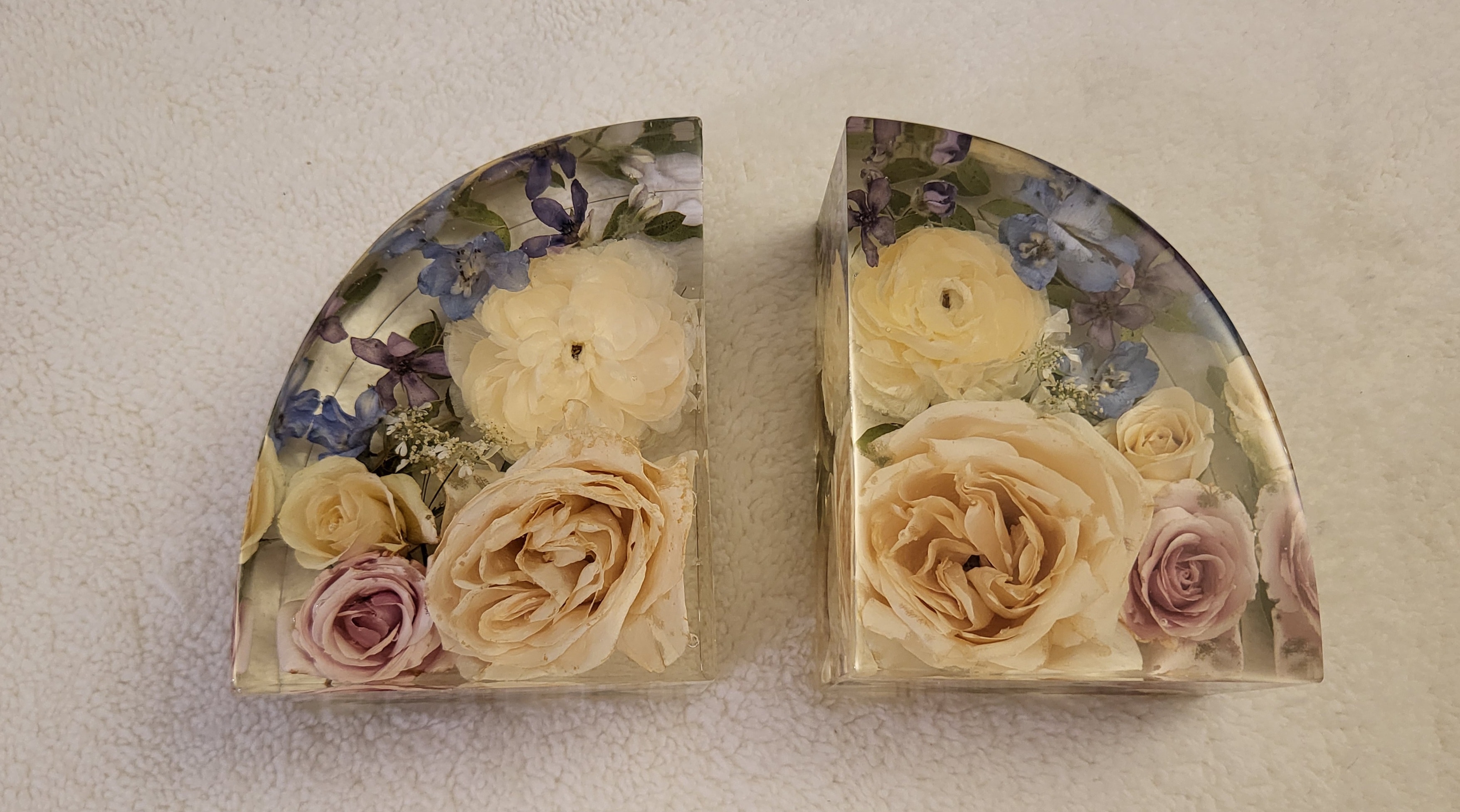 Floral resin bookends